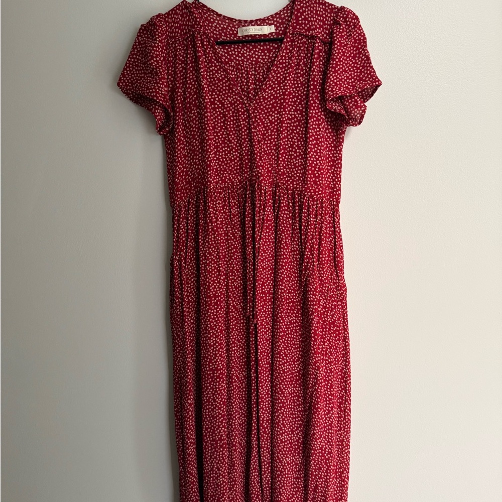 Christy Dawn Red and White Midi Dress